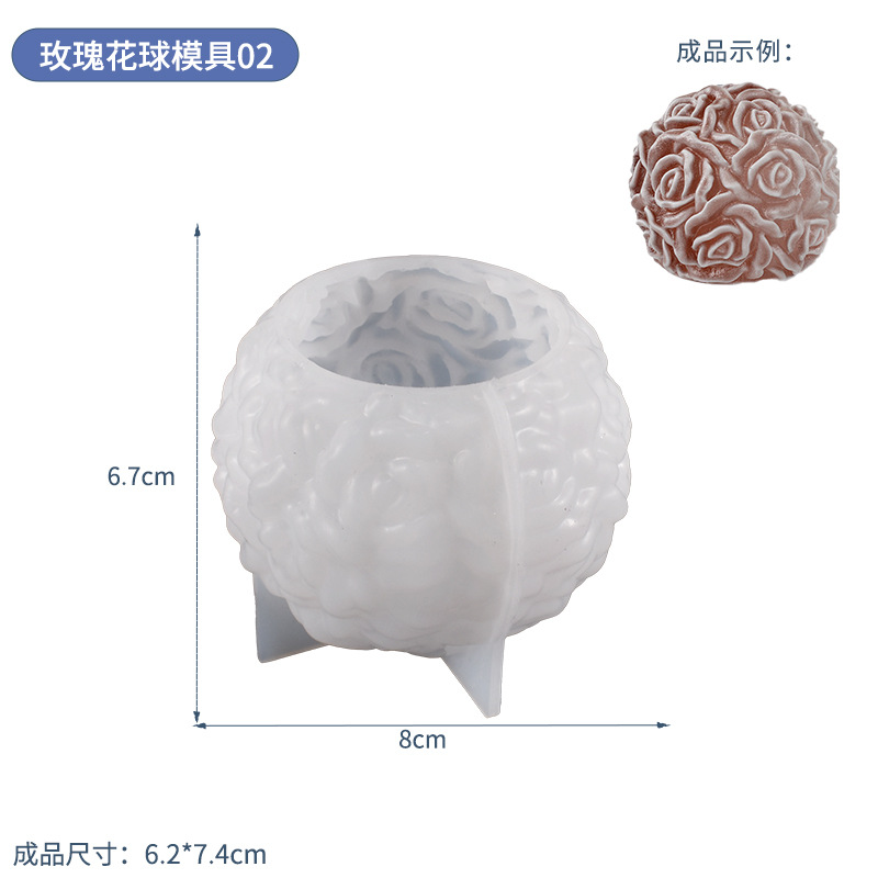 Multi-especificación DIY ronda de cristal resina epoxi Rose Ball vela Mesa Redonda de bolas de silicona molde de aromaterapia molde