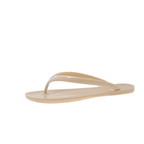 2026 Spring and Summer Crystal Fashion Versatile French Thick-soled Flip-Flops for Outerwear Jelly Flip-Flops Flat Heel Slippers