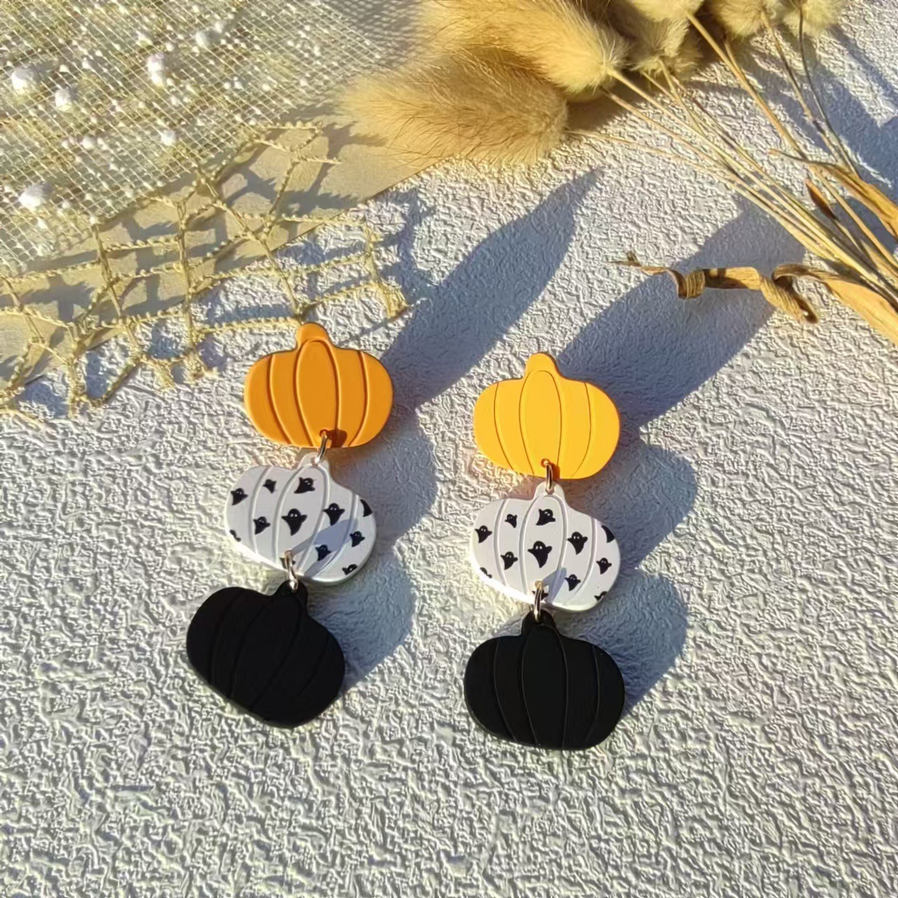 Drop Earrings, Earrings, Ear Studs Classification 1 Pair Quantity Holiday, Travel, Daily Occasion 1 Pair Retro Pumpkin Cat Acrylic Women's Drop Earrings Earrings Ear Studs