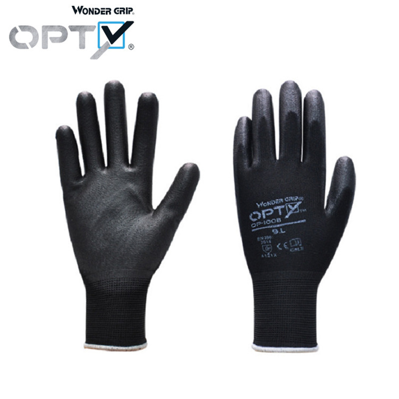 多给力OP-100BPU涂掌手套工地防滑工业PU手套建筑手套劳保手套