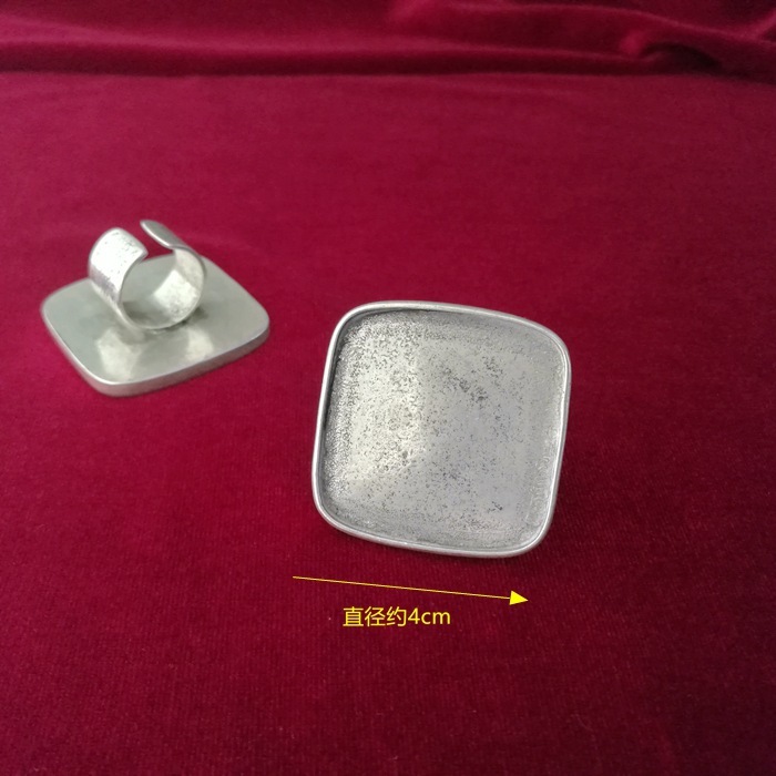 贵州苗族手工饰品苗绣配件 苗银diy戒指空托底托镶嵌绣片戒托金华|undefined