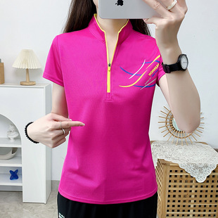 Outdoor Quick-Drying T-Shirt Women's Sports Running Camping Stand-Up Collar Long-Sleeved t Breathable Large Size Summer Men's Short-Sleeved Quick-Drying Clothing Export