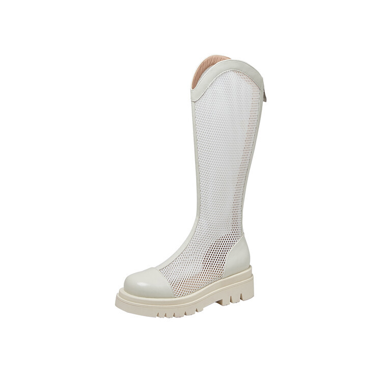 Boot nữ da lưới thoáng khí mùa hè, đế dày rỗng, ống rộng cho chân to — Màu nâu ống lớn, Màu đen cổ ống lớn, Ống nhỏ màu đen, Ống nhỏ màu be chi tiết 62