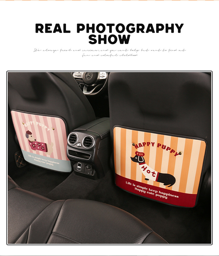 Striped Dachshund Short Anti-Kick Pad Cartoon Cute Dog Four Seasons Car Seat Back Anti-Dirt Pad Anti-Scratch