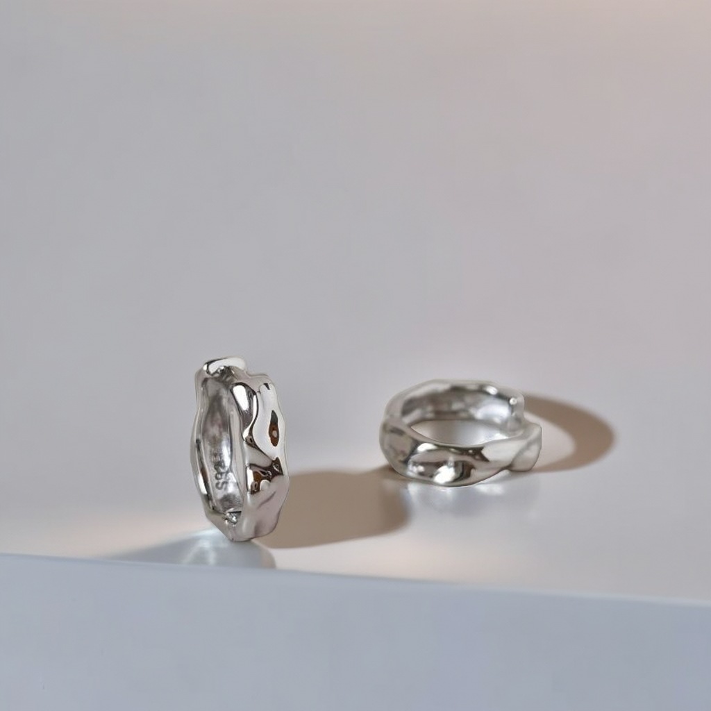6g Weight 925 Sterling Silver Ear Needle Material Hoop Earrings Classification 1 Pair Quantity Casual, Holiday, Daily Occasion 925 Sterling Silver Material Irregular, Solid Color Pattern Women's Gender Plating, Pleated Design Simple Style, Classic Style, Commute Style 1 Pair 925 Sterling Silver Irregular Solid Color Hoop Earrings 2