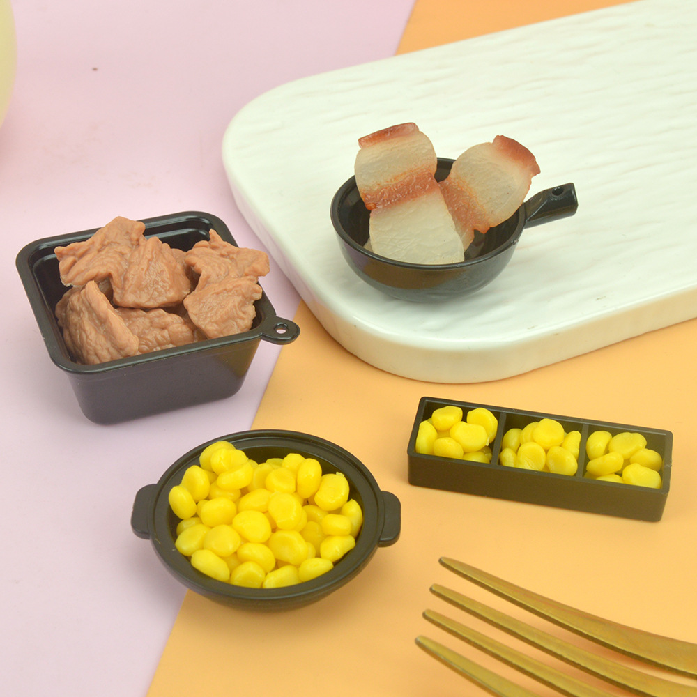 ままごとキッチンおもちゃドールハウスドールハウス弁当食品diyミニチュア食品おもちゃミニキャセロールモデル