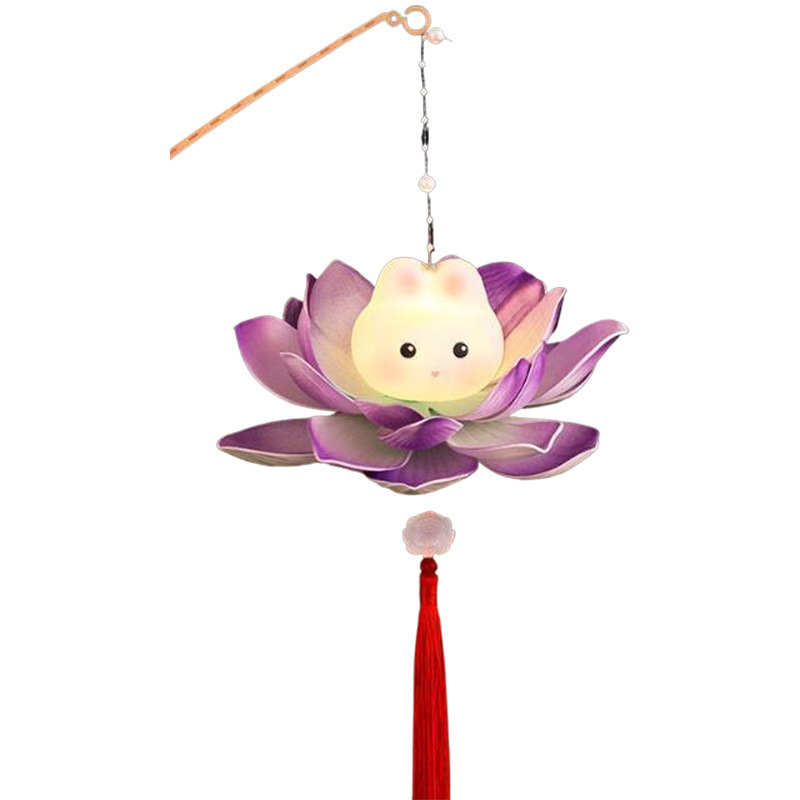中秋节手提diy灯笼新款儿童手工材料荷花莲古风兔子花灯拍照道具|undefined