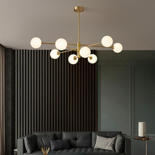 北欧全铜主卧室吊灯创意个性简约大气客厅灯卧室书房分子魔豆灯具