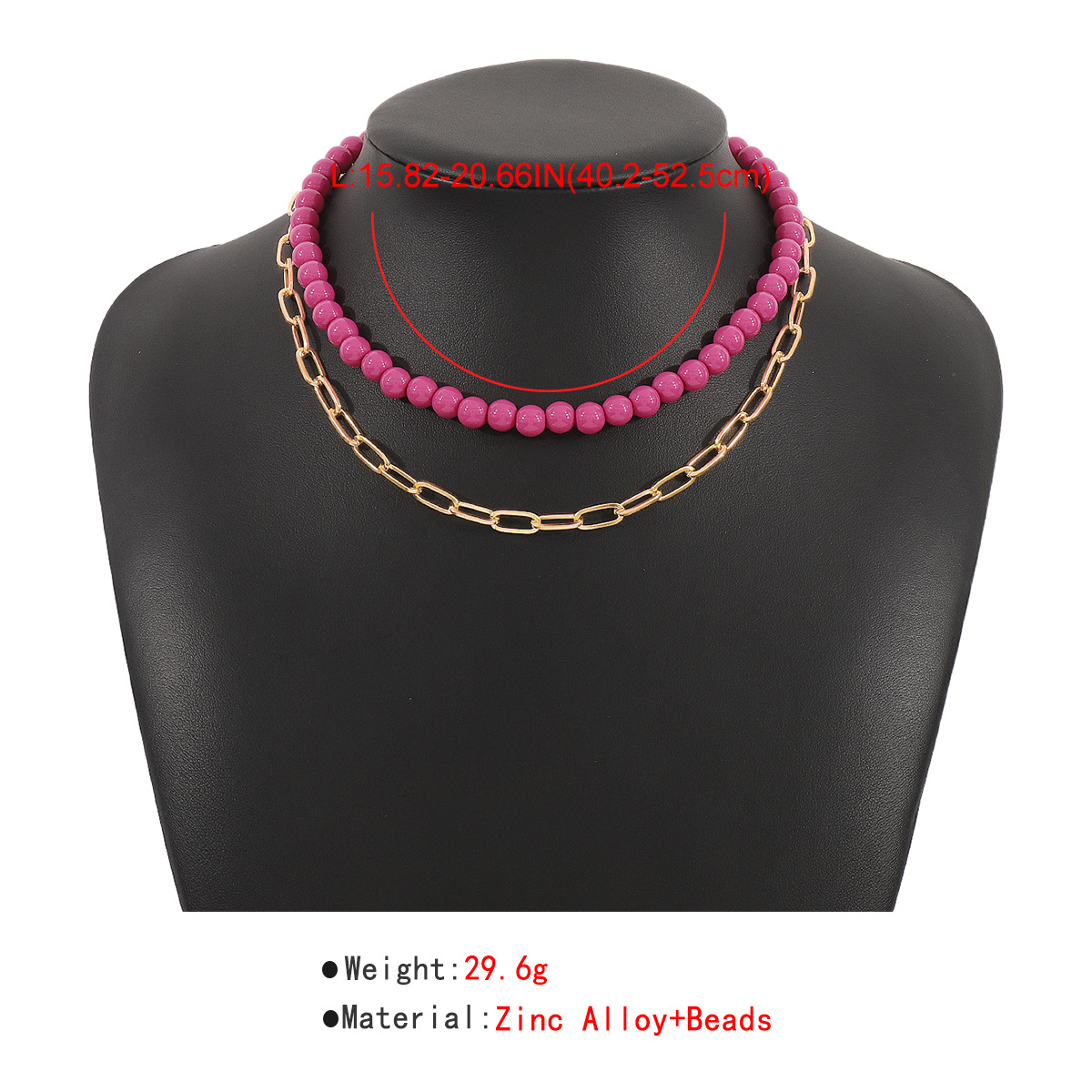 Collier Double Couche Collier Punk Simple Perlé Chaîne De Clavicule Courte De Mode Créative display picture 6