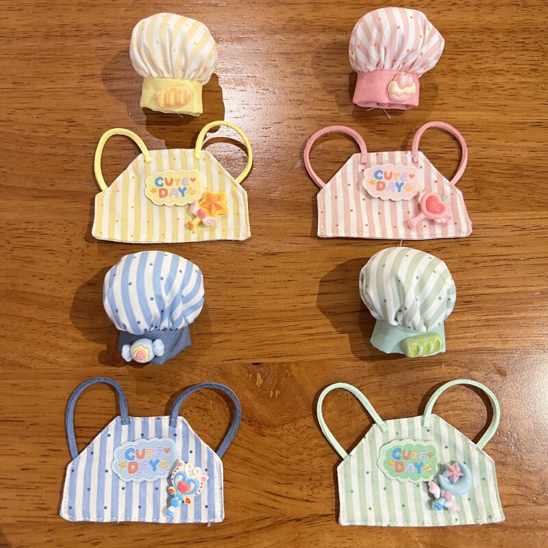 【Only Doll Clothes】Internet Celebrity Doll Self-Deprecating Bear Kt Cat Labubu Dress-Up Doll Clothes Accessories Patch Striped Chef Hat