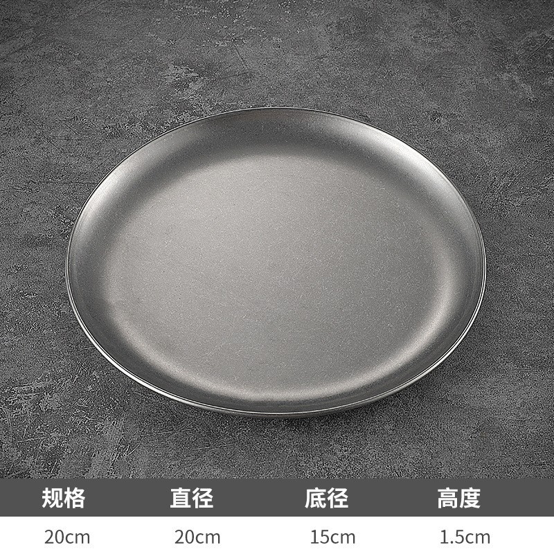 Estilo retro coreano disco de acero inoxidable apenado placa superficial postre pastel plato de hueso bandeja de la tienda de café