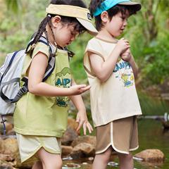 【Mori no Shiniku】Dudu's Baby Set Summer Children's Short Sleeve T-shirt and Pants, Boys' Tank Top and Shorts, Trendy