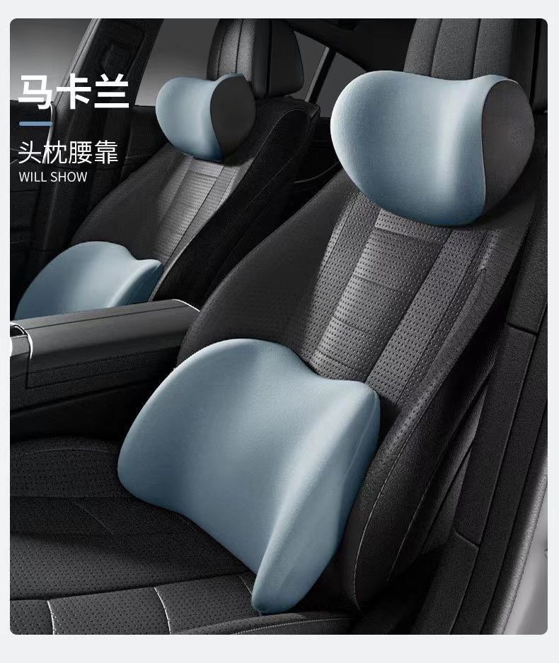 New Car Headrest and Lumbar Support Set, In-Car Driver's Seat Memory Foam Lumbar Support, Car Pillow, Neck Pillow