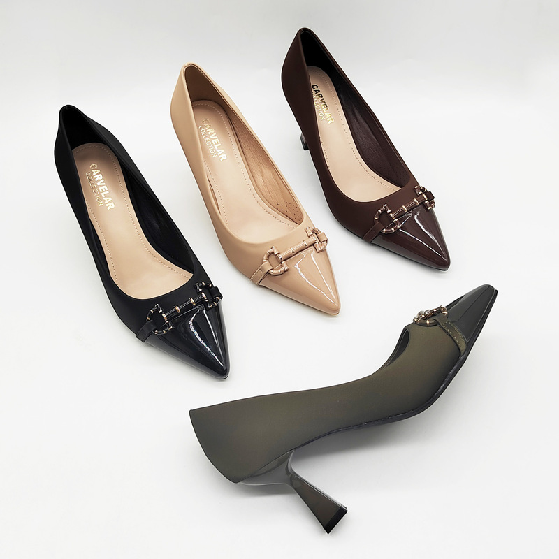 Foreign Trade French Women's Shoes with Beautiful Belt Buckle, Shallow Pointed Toe Single Shoes, Versatile High Heels with Skirt