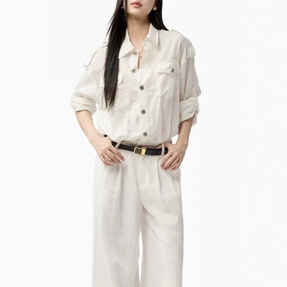 [Same Style as Pu Yan Yan] Laqian White Jumpsuit High-Waisted Slimming Look Wide-Leg Pants Quiet Luxury Sister-Like Linen Suit for Women