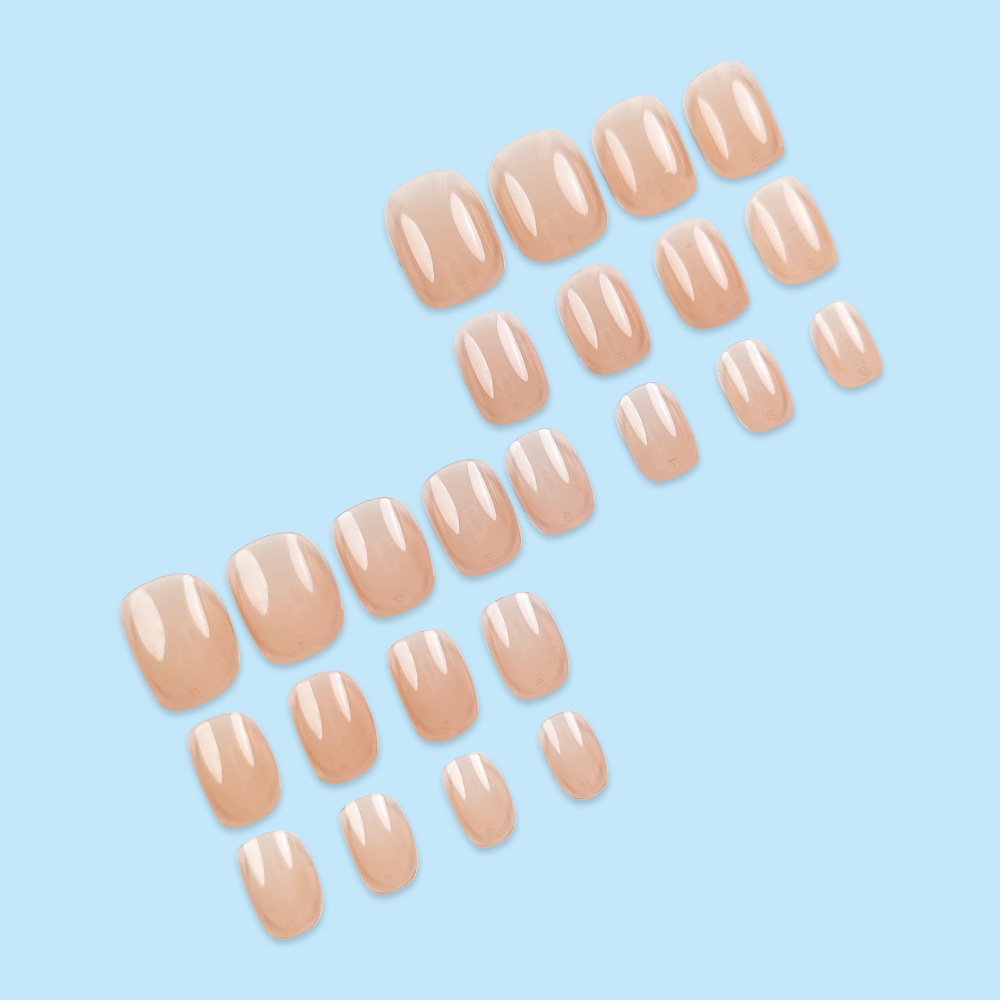 Te de leche marrón desnudo de color sólido manicure uña cuadrada suave viento diario para usar uñas cortas 24 paquetes de parches de uñas terminados image 4