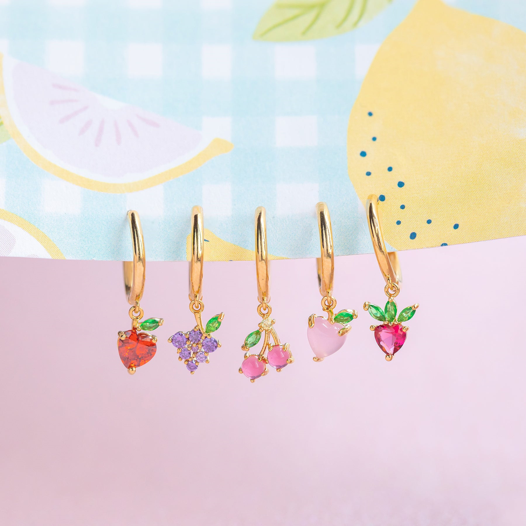 Fashion Fruit Brass Earrings Fruit Gem Copper Earrings display picture 4