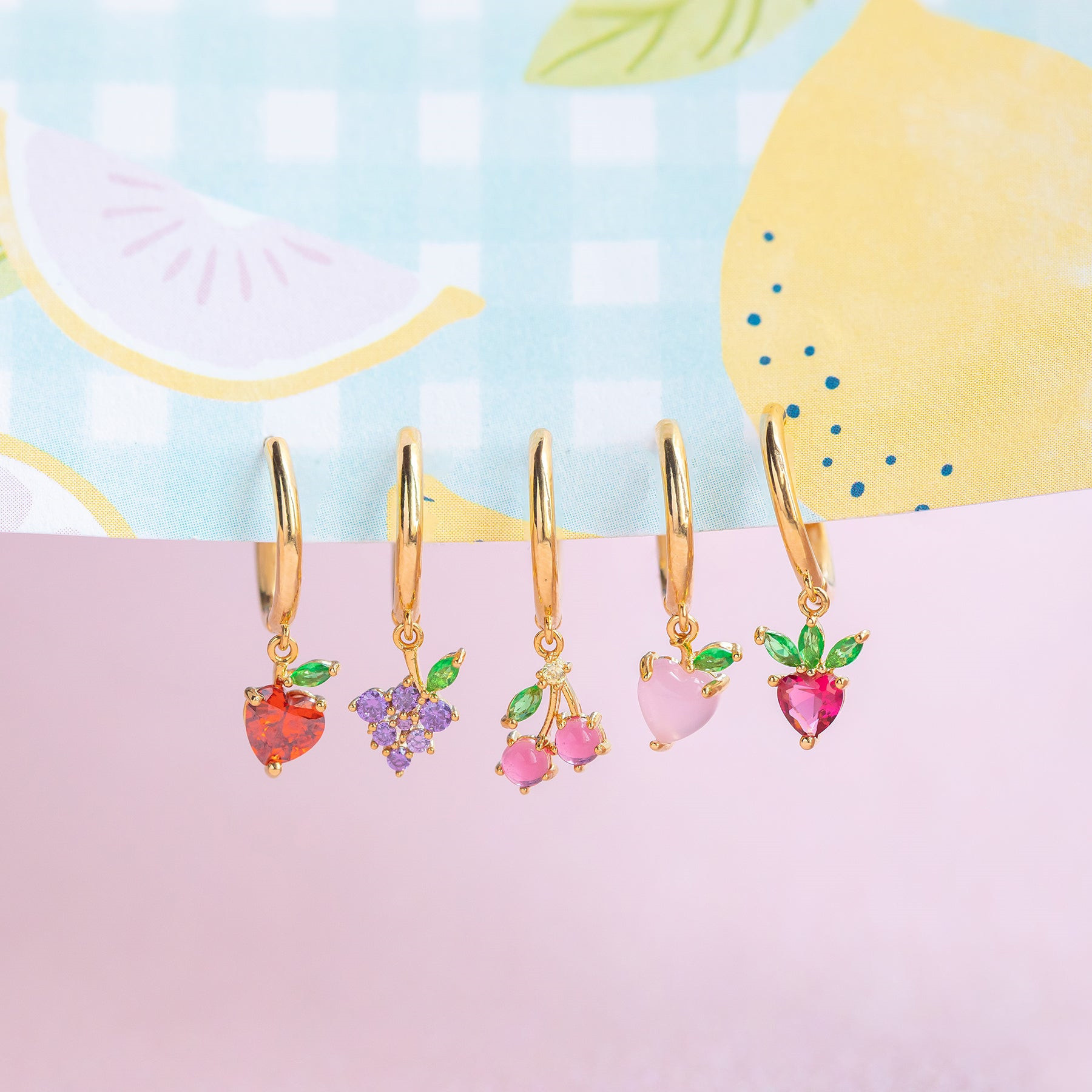 Fashion Fruit Brass Earrings Fruit Gem Copper Earrings