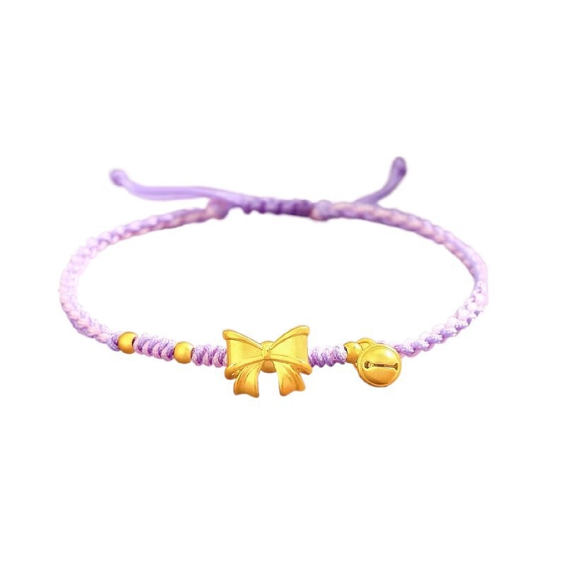 2025 Fugitive Princess Lucky Bow Bracelet Gold Bell String Pure Gold 999 Transfer Beads for Girlfriend