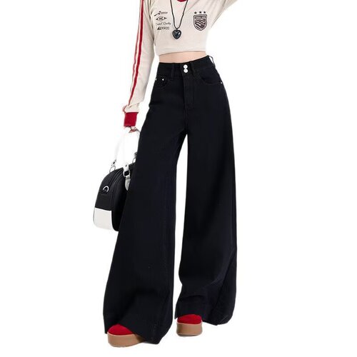 Hong Kong trend women's summer new style 2026 personalized letter jeans hip-hop ins trendy high street fashionable handsome pants
