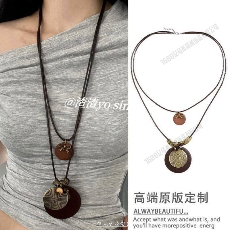 新しい中国風の禅ロングフェザーネックレスレトロエスニックスタイルセラミックセーターチェーンボヘミアンペンダントアクセサリー女性のための|undefined