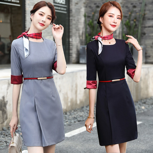 Stewardess fan uniform professional dress female worker skirt ol jewelry store beauty salon work clothes