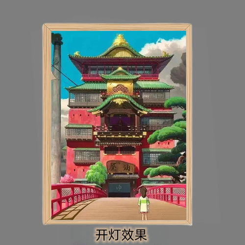 Spirited Away Creative Desktop Display Light-Up LED Photo Frame Decorative Artwork for Bedroom Bedside Nightlight Ornaments