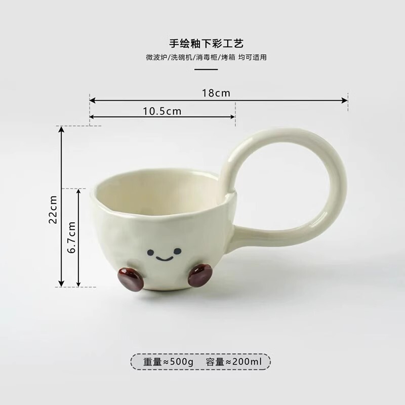 特に見栄えの良い両耳ボウル、ハンドル付きのかわいいインスタントラーメンボウル、デザートヨーグルトボウル、セラミック子供用フードボウル、スープボウル|undefined