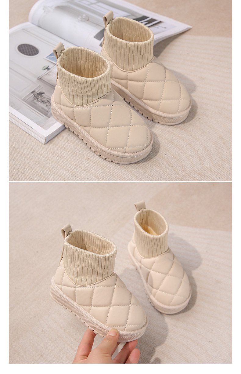 Stivali da neve per bambini Scarpe da bambino semplici in cotone autunno e inverno da bambina con piedini in velluto Stivali corti caldi da bambino_voghion.com