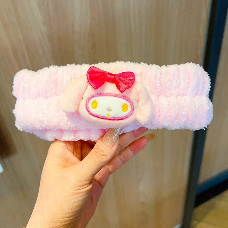 Nuevos dibujos animados tela de tela correa de pelo al por mayor extraña peluche lavado facial maquillaje de tela de tela de tela de banda de mariposa final de cabello de chicas