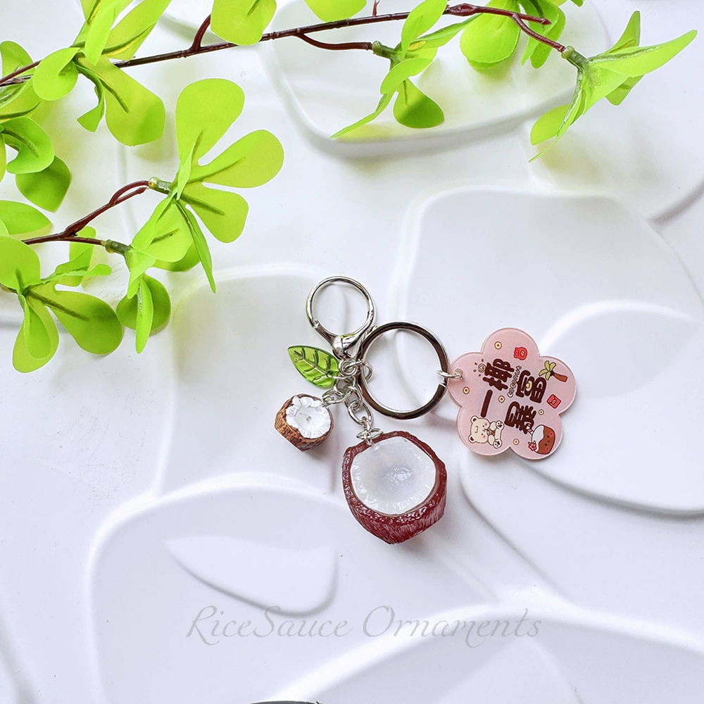 Acrylic Fruit Keychain Pendant, Cute Mini Charm with Leaf Tag, Single or Multi‑Piece Options