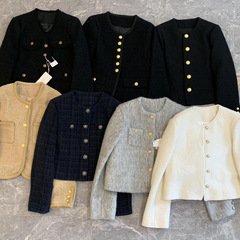 黑色粗花呢小香风外套女短款高级感2025秋冬韩系轻奢上衣女装批发