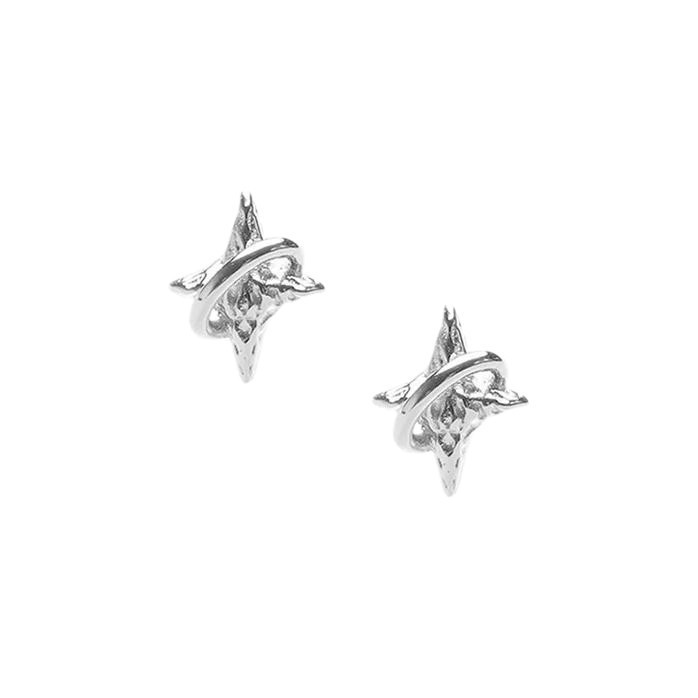 Four-Pointed For Men Trendy Versatile High-End Personality Earrings Niche Design Cross Star Texture Ear Bone Studs_voghion.com