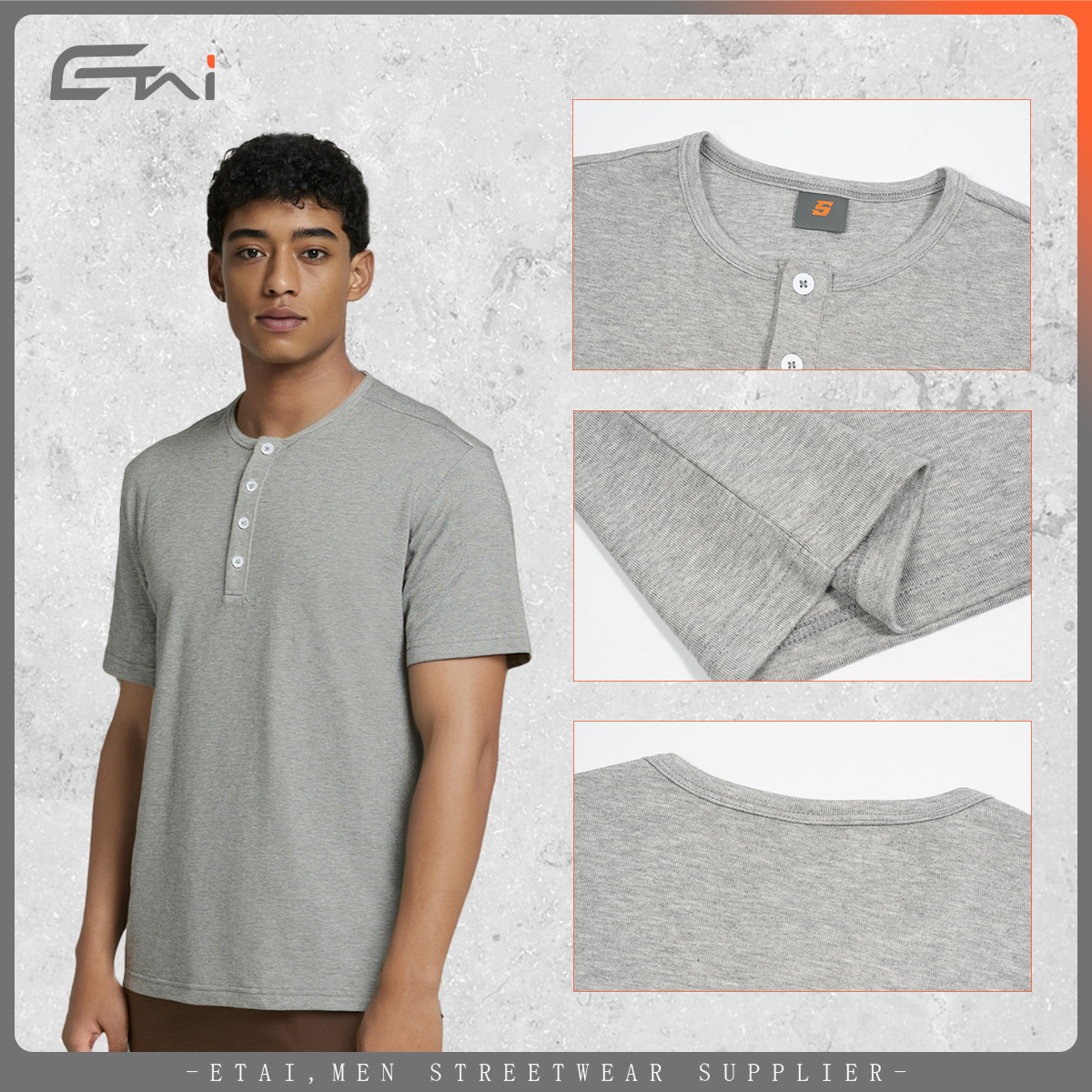 ETAI hombre de verano hombre estilo suelto camisa de manga corta estilo japonés casual simple botón camisa de cuello redondo