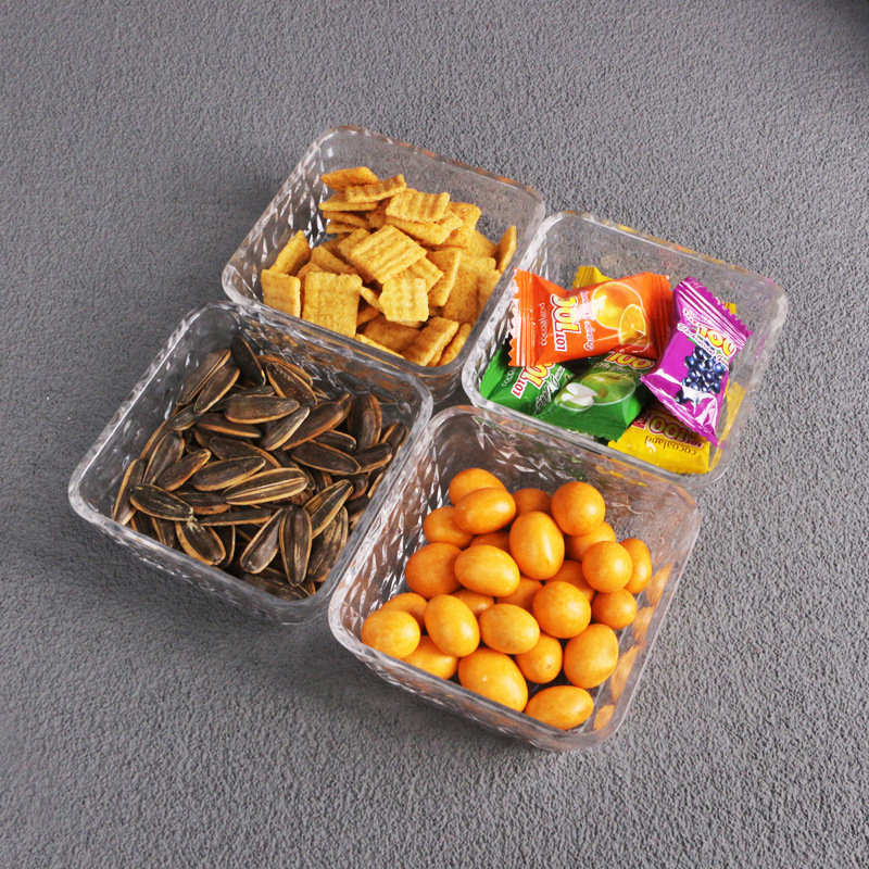 Patrón de diamante en relieve plato de fruta bar KTV Mesa plato de fruta seca limpieza bar restaurante hogar snack tazón acrílico plato