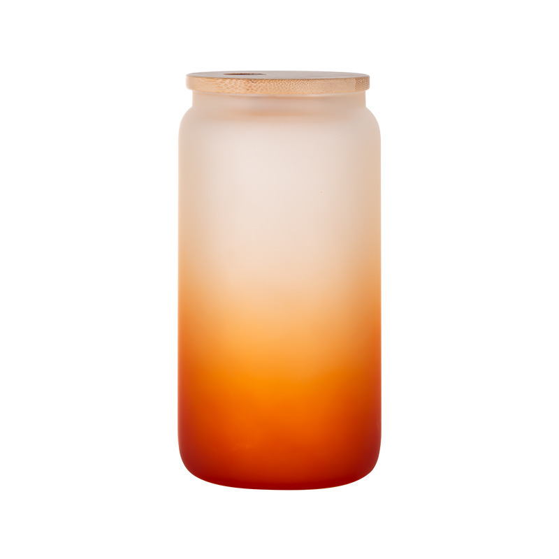 16oz comercio exterior gradiente de color de sublimación de vidrio electrochapado camaleón fluorescente arco iris pintura vidrio taza de agua taza de masón
