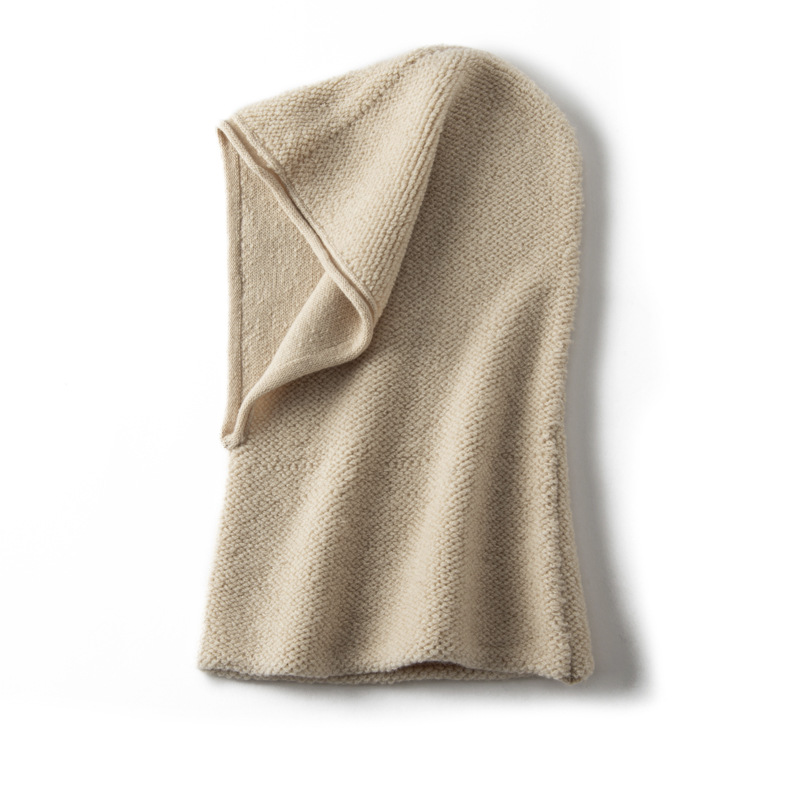 Double-sided, two-tone pure cashmere hat and neck warmer, unisex, autumn 26, knitted, warm, windproof, neck protector