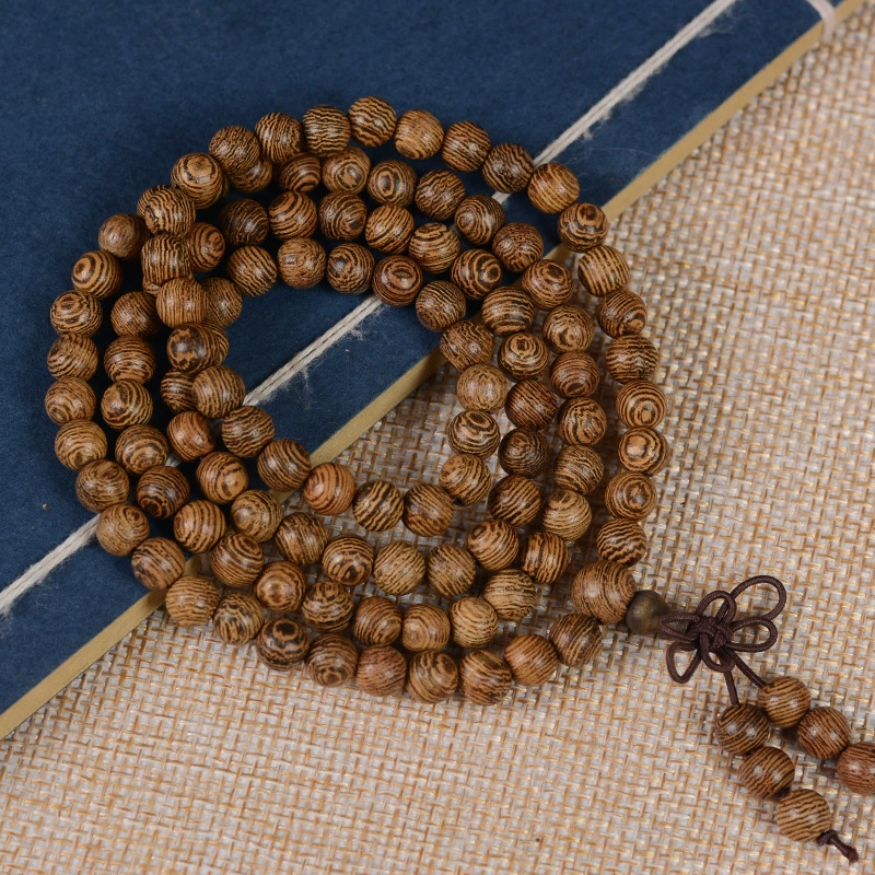 Rosary wooden bracelet, round walnut beads, sizes 6–15 mm, 108‑bead and bracelet options