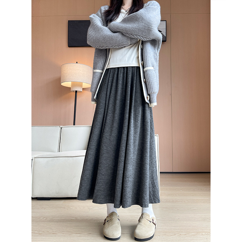 灰色糯米裙子女春秋2025新款直筒宽松慵懒休闲小个子秋冬季阔腿裤