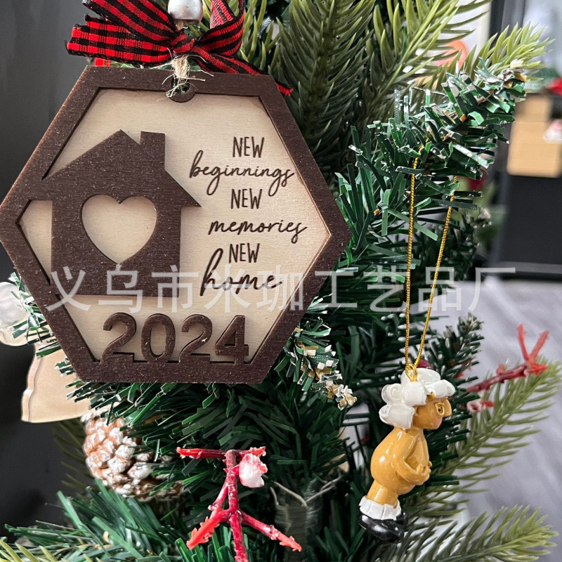 越境新居移転プレゼントクリスマスツリーのペンダント二重彫刻木造工芸品創意家庭装飾プレゼント|undefined
