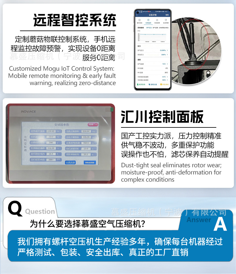 Permanent magnet variable frequency screw air compressor, double-stage compression, first-class energy efficiency, 55kw75kw energy-saving large air compressor