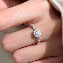 蒂奇S925纯银轻奢小众闪锆戒指女链条设计精致高级开口指环送女友