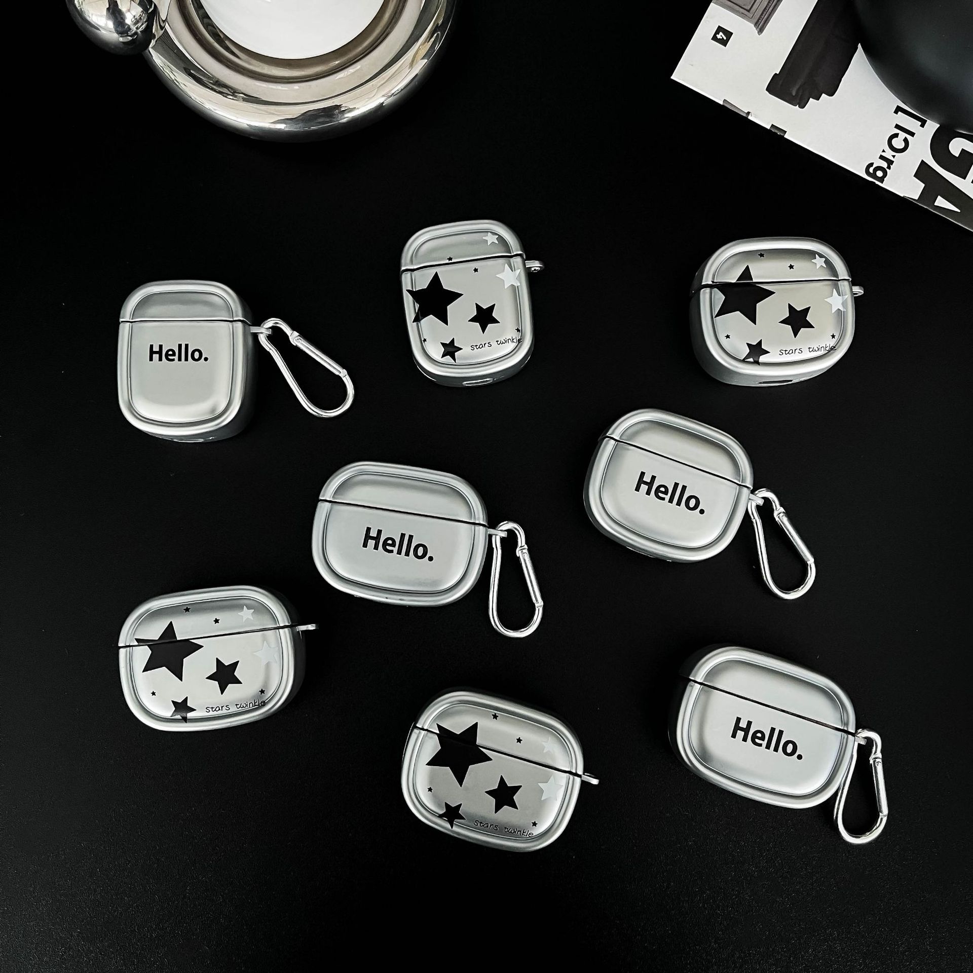 星星鍍銀蘋果耳機殼適用Airpods pro2帶掛扣無線耳機保護套批發