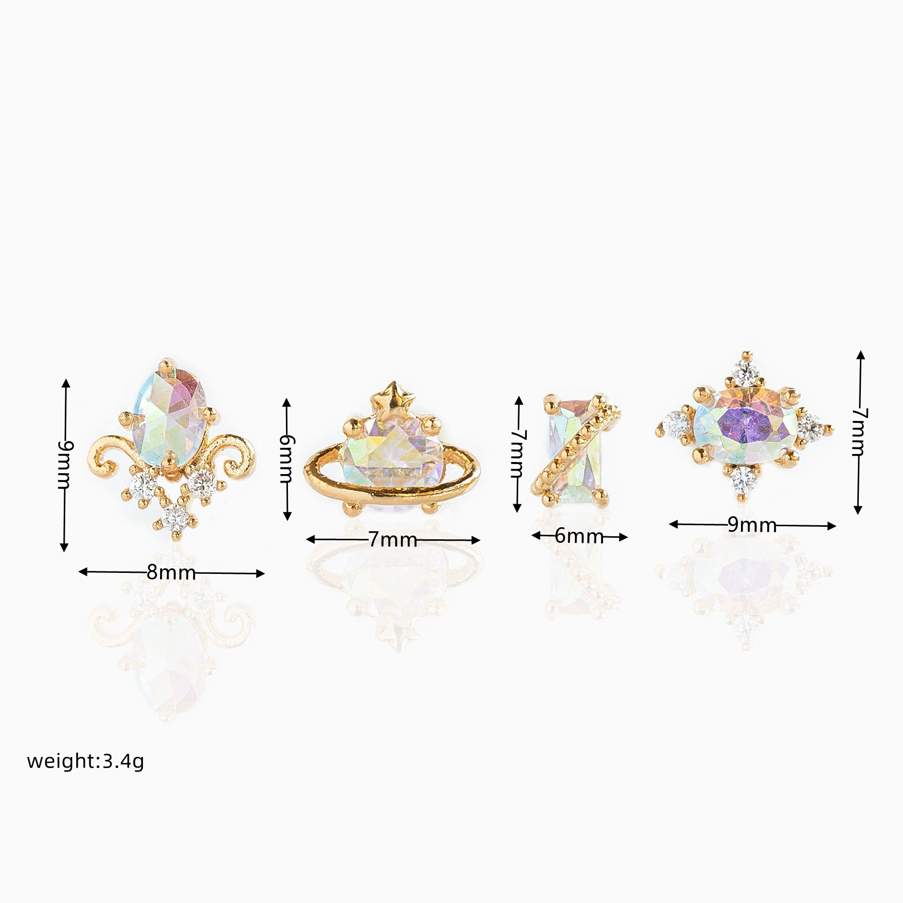 Fashion Geometric Brass Inlaid Zircon Ear Studs 1 Pair