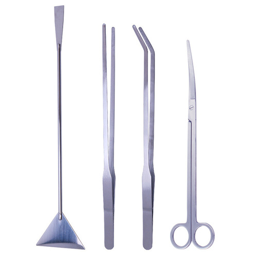 Aquatic Plant Tool Set of 5 Pieces: Plant Trimming Tool, Stainless Steel Round Head Plant Scissors, Tweezers, and Flat Sanding Tool