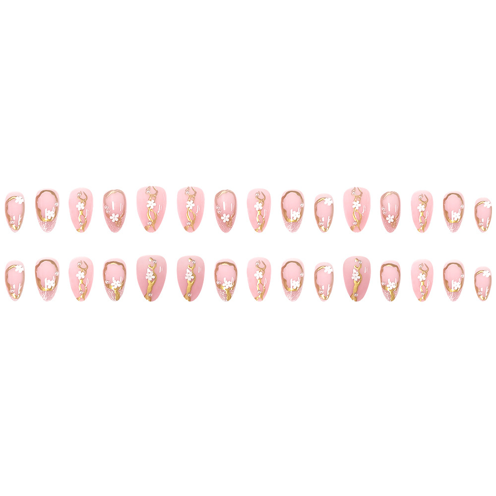 Comercio exterior 3D estereoscópio ojo de gato Lips dorado desgaste de uñas de estilo francés 30 piezas de uñas falsas de moda caliente