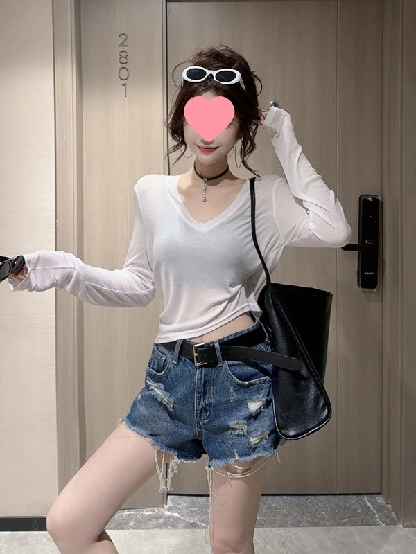【CCDZ】夏季新品时尚百搭显瘦V领轻薄款防晒上衣女|undefined