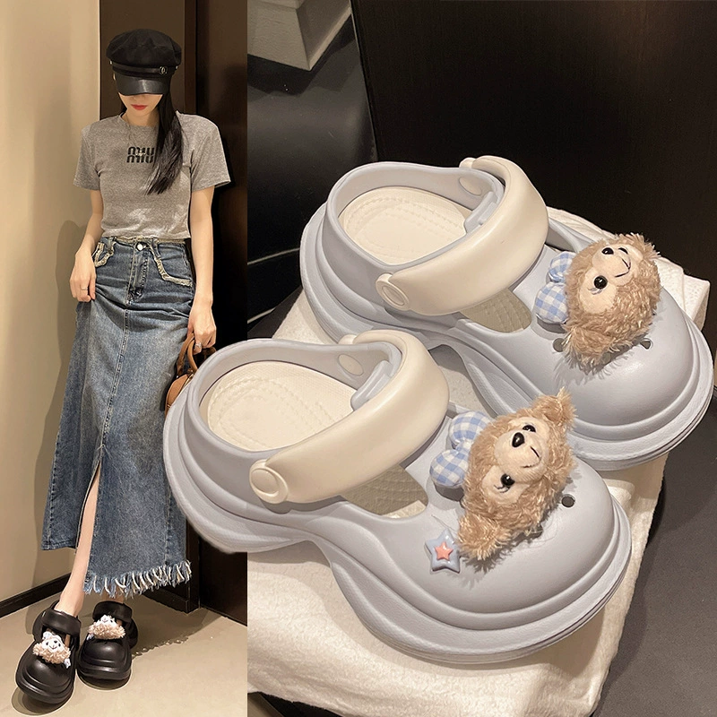 2025 Новые милые мультяшные девичьи туфли с сердечками, нескользящие с толстой подошвой, домашние сандалии Мэри Джейн для женщин