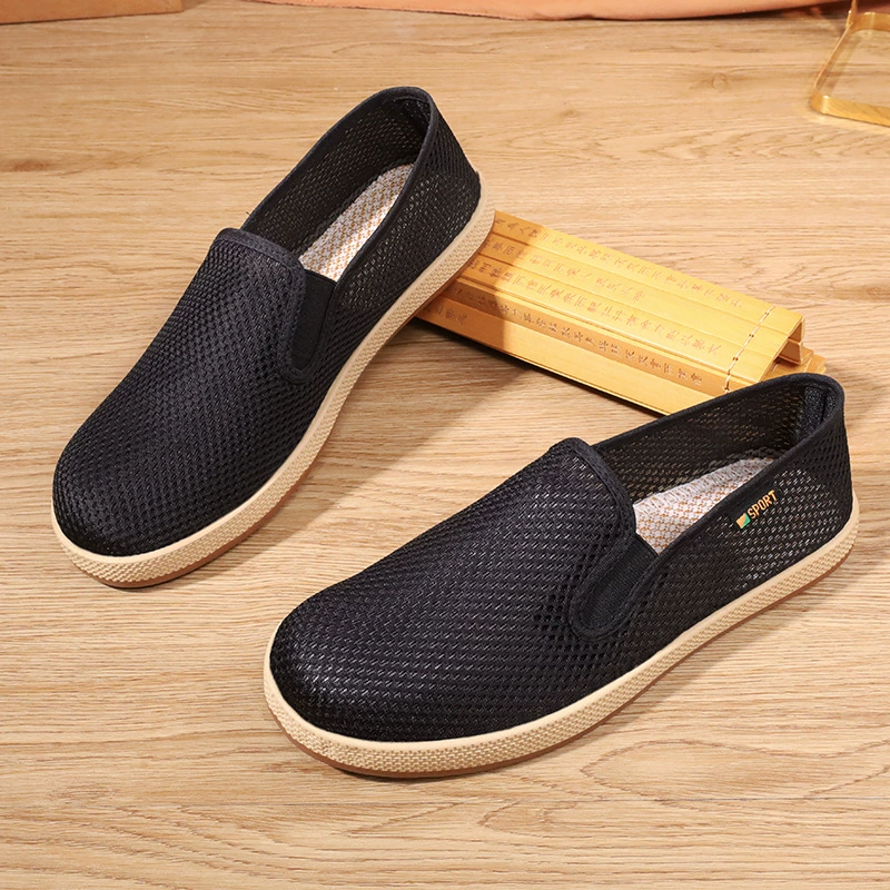 Новая старая пекинская сетка обувь мужская дышащая мягкая подошва повседневная легкая педаль подлинная обувь среднего и пожилого возраста