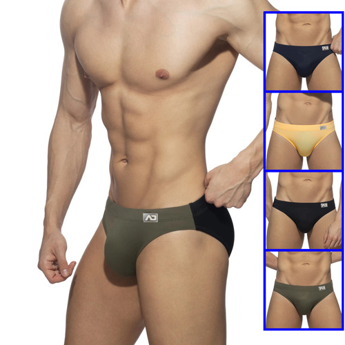  new men's swimming trunks low-waisted sexy briefs color-blocked swimming trunks cup anti-embarrassing beach pants quick-drying